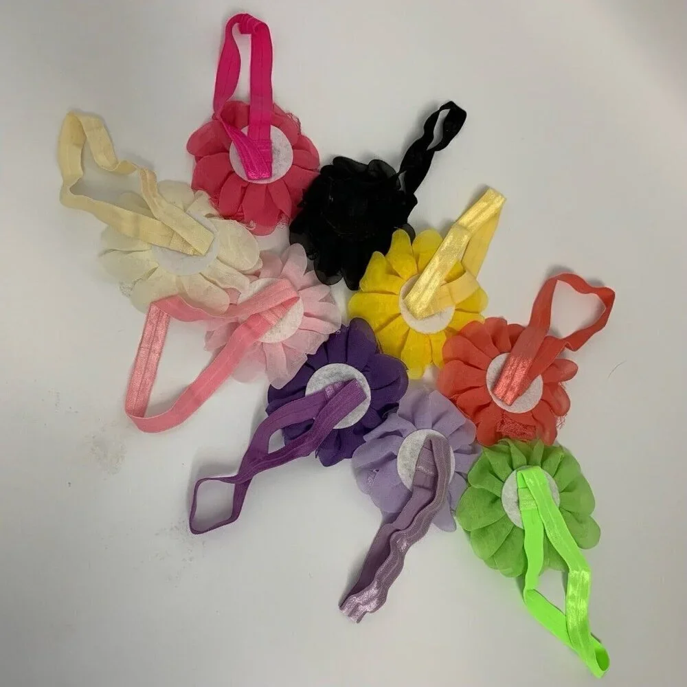 Flower Stretch Multicolor Hairbands For Children Hair Accessoies Pack of 9